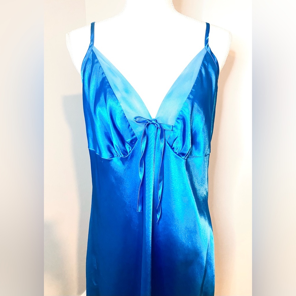 Cacique Satin Babydoll Nightgown Spring Lingerie Teal Blue 14 - 16